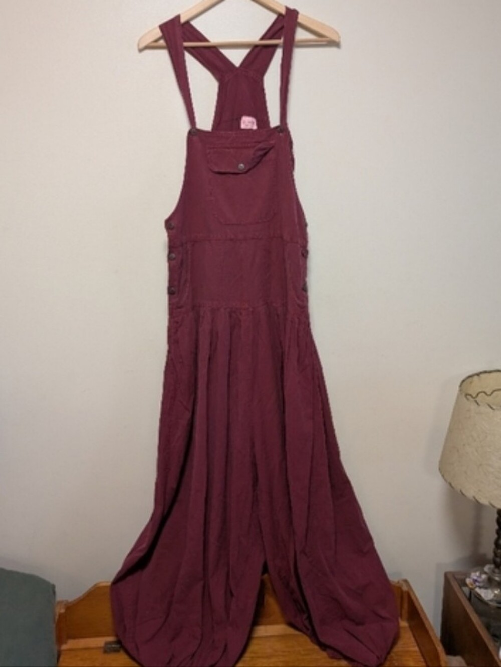 Unbranded Burgundy Cotton Overall Dress Jumpsuit